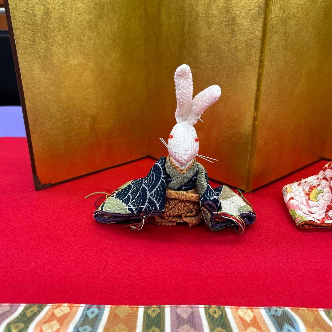 【350】うさぎの雛人形 金屏風付き＊