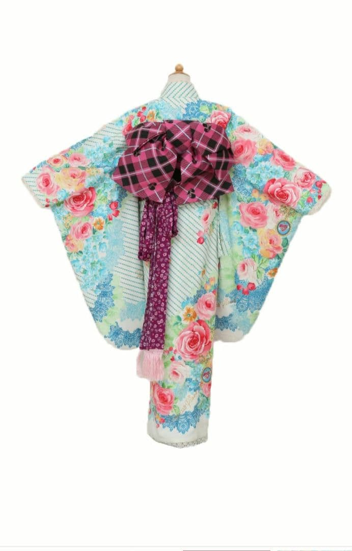 本日限定お値下げ☆ブランドメゾピアノ着物と帯☆七五三　ハーフ成人式　ブルー