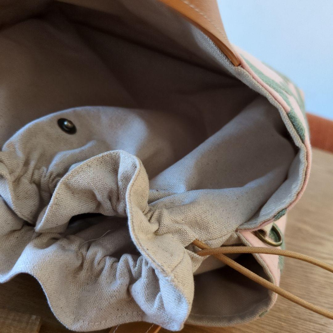 【sale】あおりポケットの巾着バッグ＊ミナペルホネン runrunrun