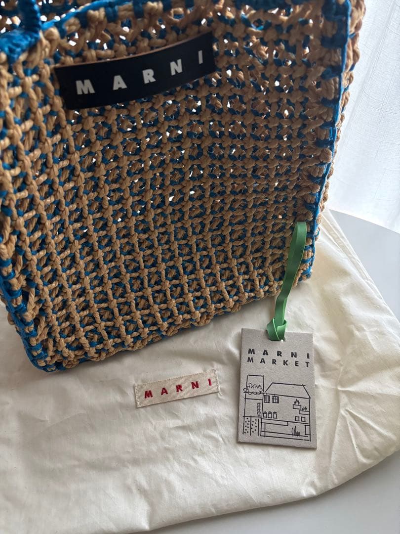 MARNI MARKET JURTA クロシェバッグ ラージ　ライトブルー