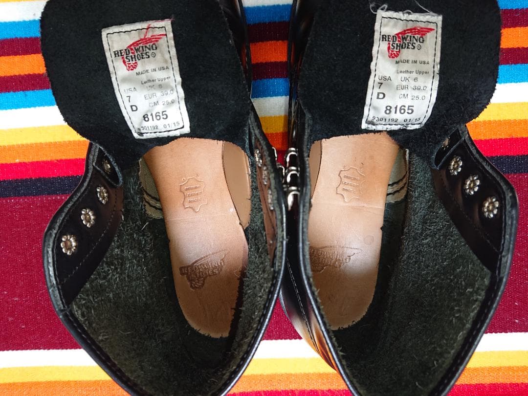 レッドウィング　ワークブーツ　8165　US7　ブラッククローム