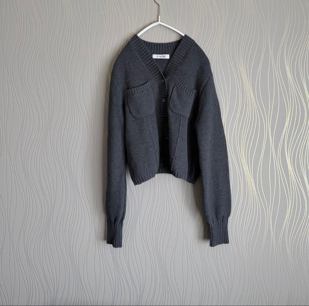 L'AUBE BLANC ローブブラン Basket Knit Cardigan