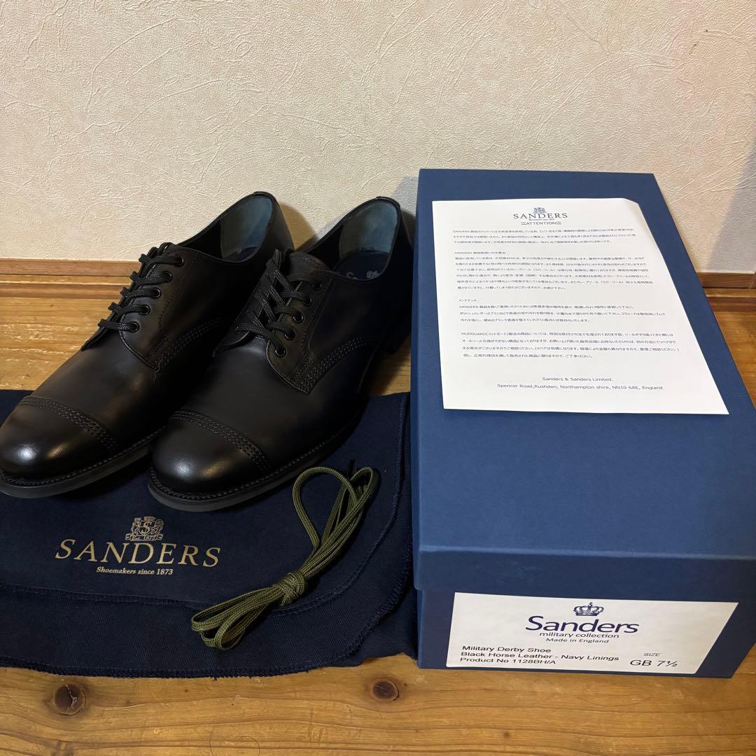 【新品未使用】SANDERS 1128 ブラック 別注ホースハイド 26.5㎝