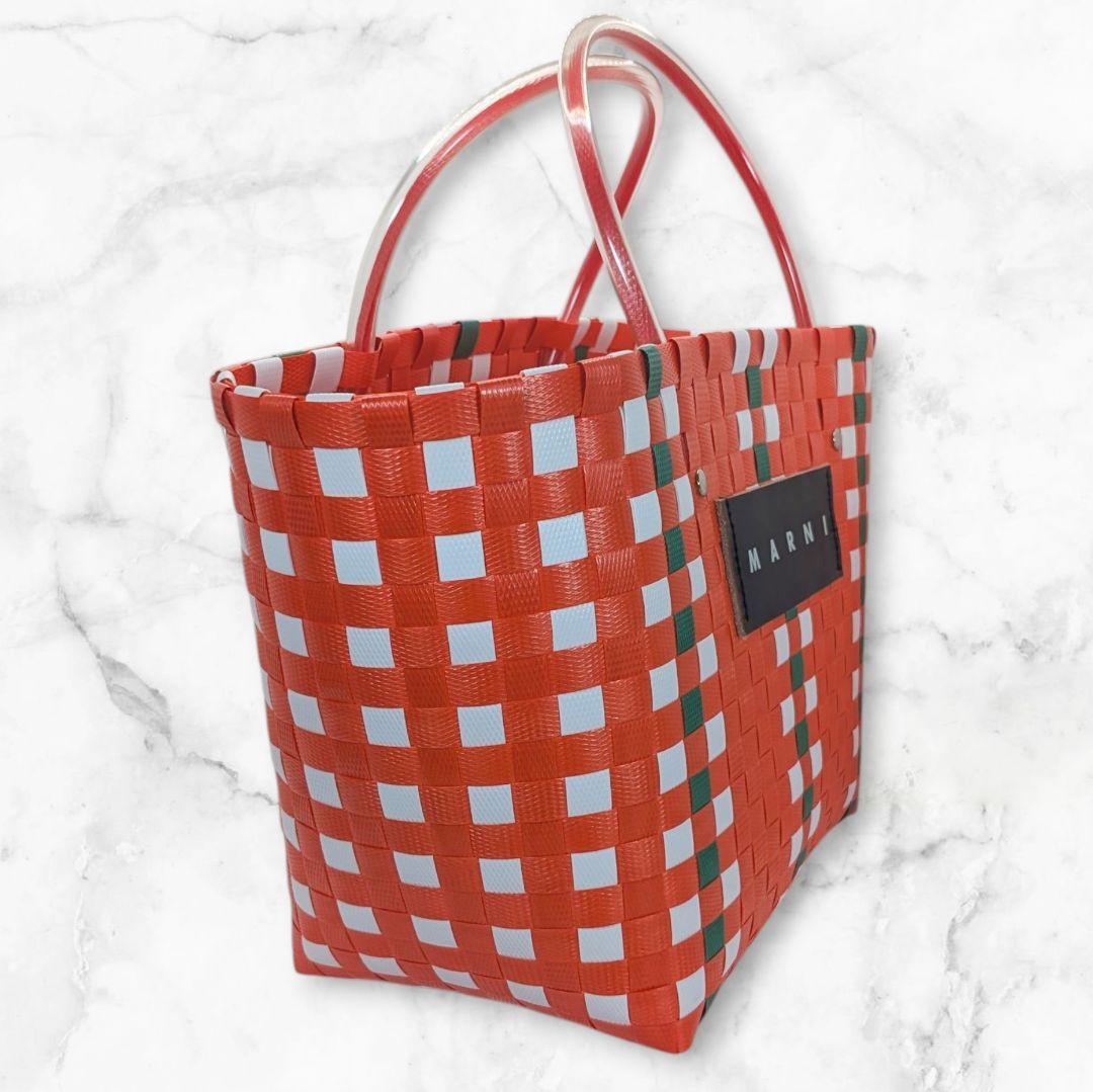 【美品】MARNI マルニ バスケットバッグ レッド 軽量トート 春夏人気カラー