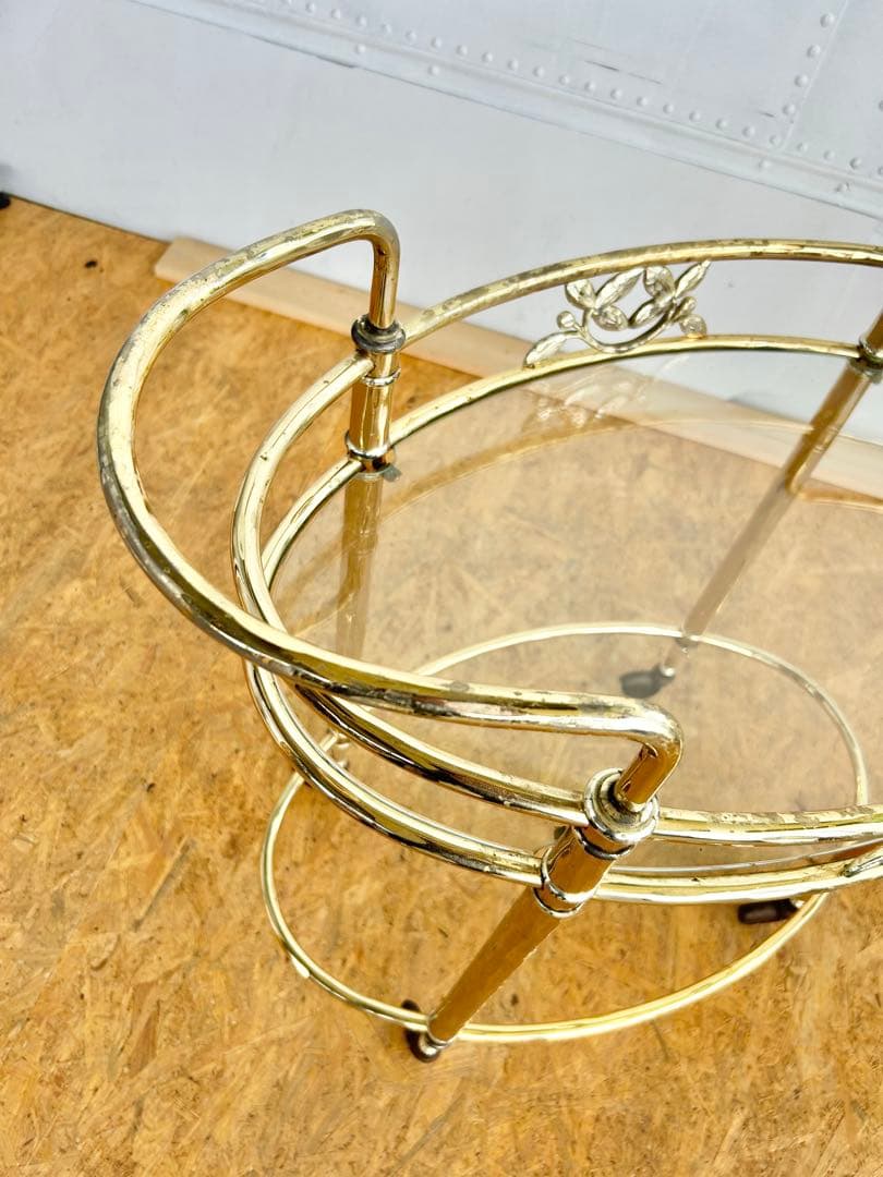 585 ヨーロピアン キッチンワゴン アンティーク　クラシック 重厚 真鍮風　a