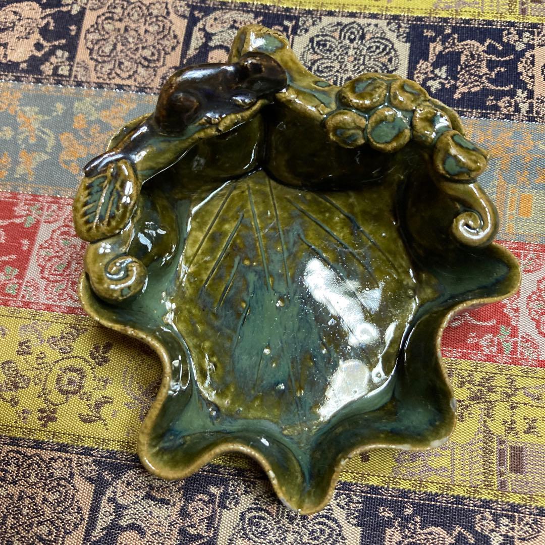 ぶどうの葉形 向付 6客 和食器 懐石料理道具 1客カケ有(最後2枚の写真) ￼