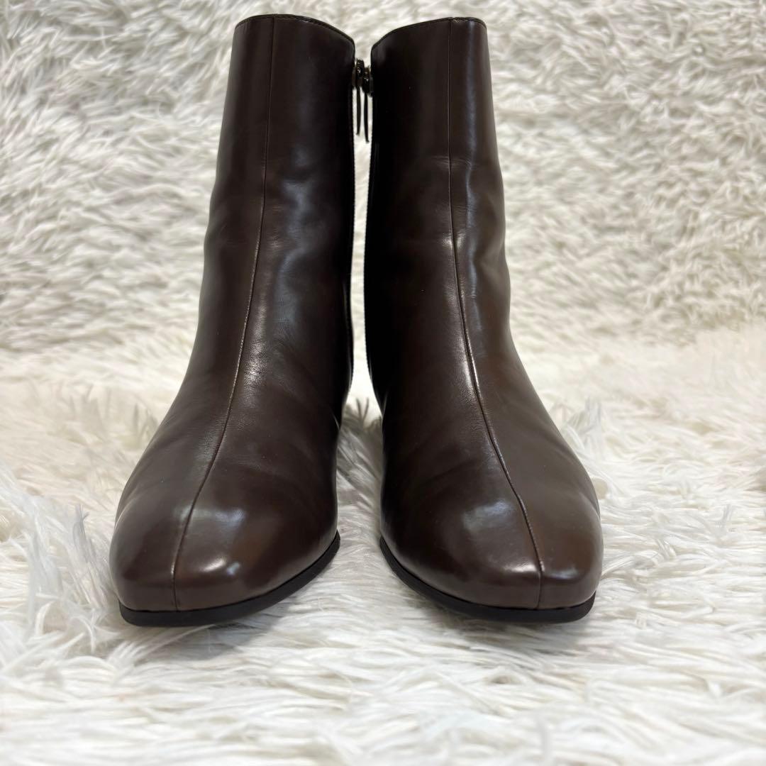 極美品★YOSHITO ショートブーツ 本革 柔軟 サイドジップ ブラウン