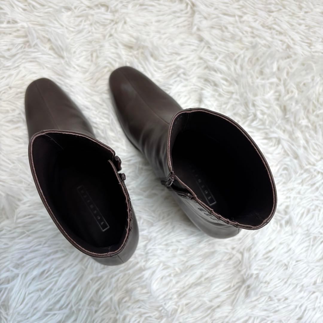 極美品★YOSHITO ショートブーツ 本革 柔軟 サイドジップ ブラウン