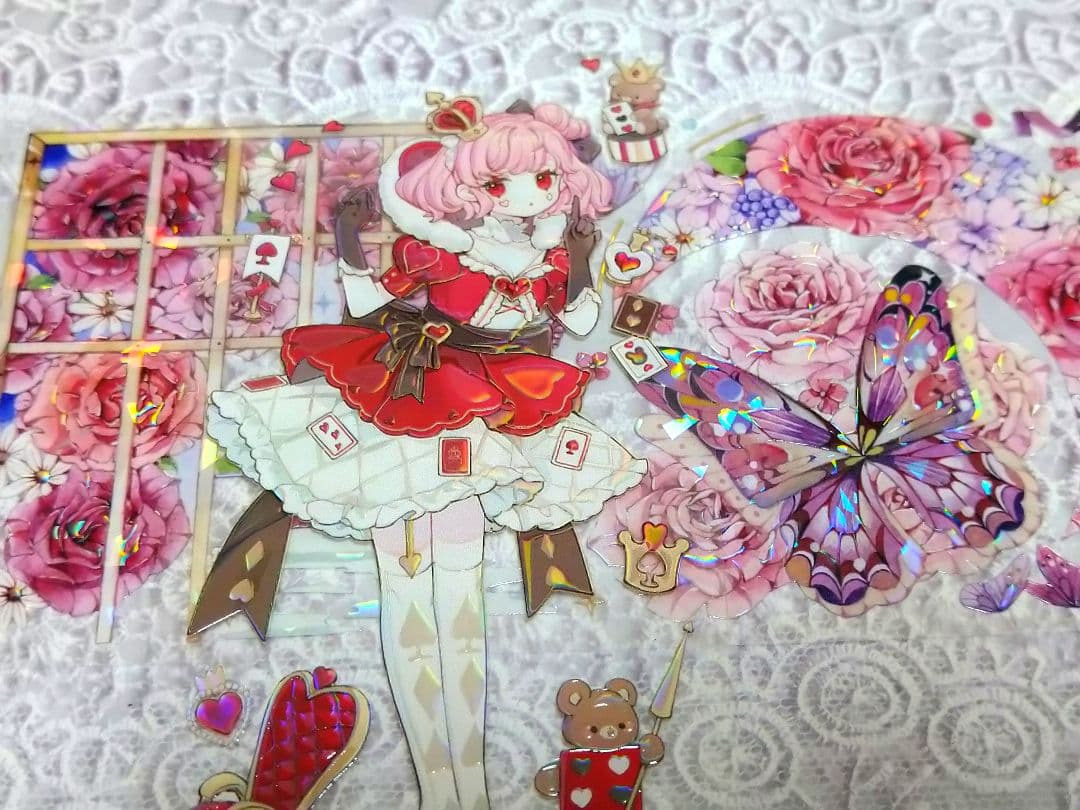 S3＃玫瑰花窗(贝壳光)茶犁切り売り海外装飾マステ薔薇蝶