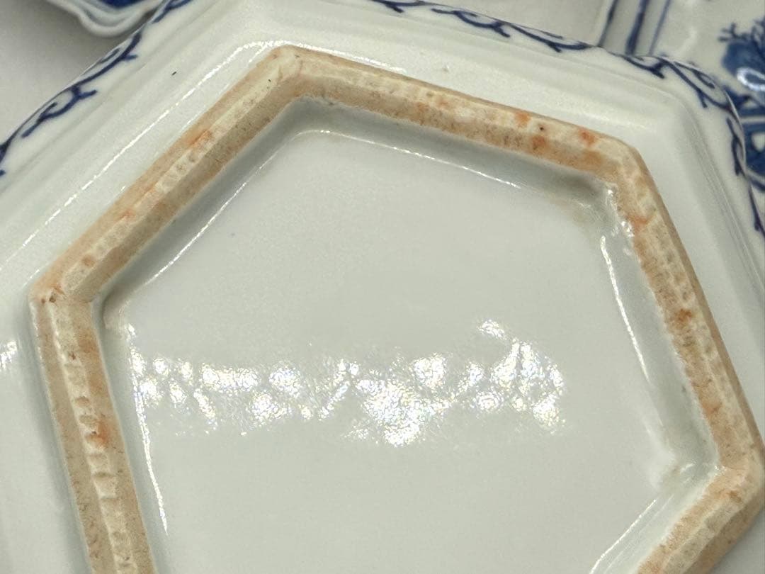 古染　染付山水人物紋角皿5点　古渡　送料込み251108