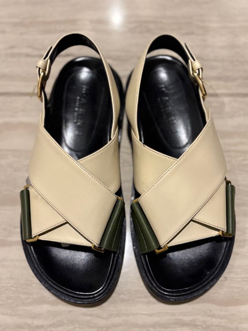 MARNI⭐️fussbetサンダル オフホワイト×カーキ　35.5 送料込