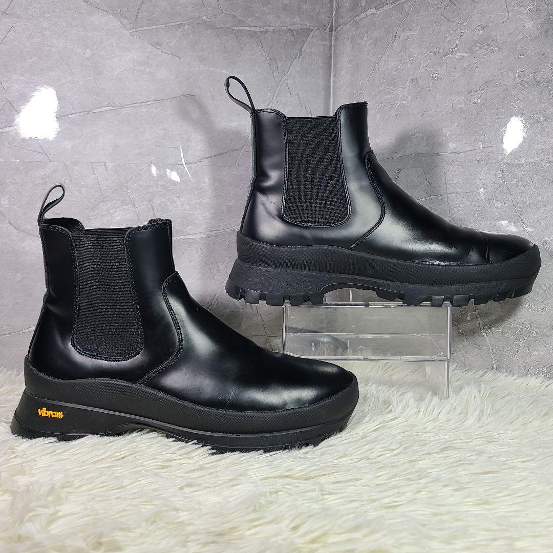 42【ZARA】Vibram　ビブラムソール レザーチェルシーアンクルブーツ
