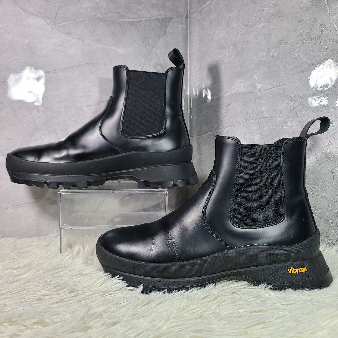 42【ZARA】Vibram　ビブラムソール レザーチェルシーアンクルブーツ