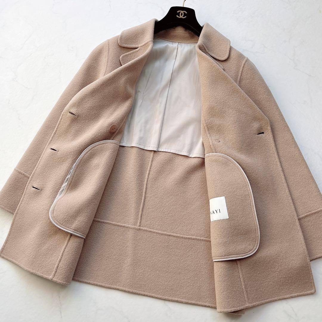 【ANAYI】定価7.9万　リバーピーコート　ミドル丈　ハーフコート キャメル