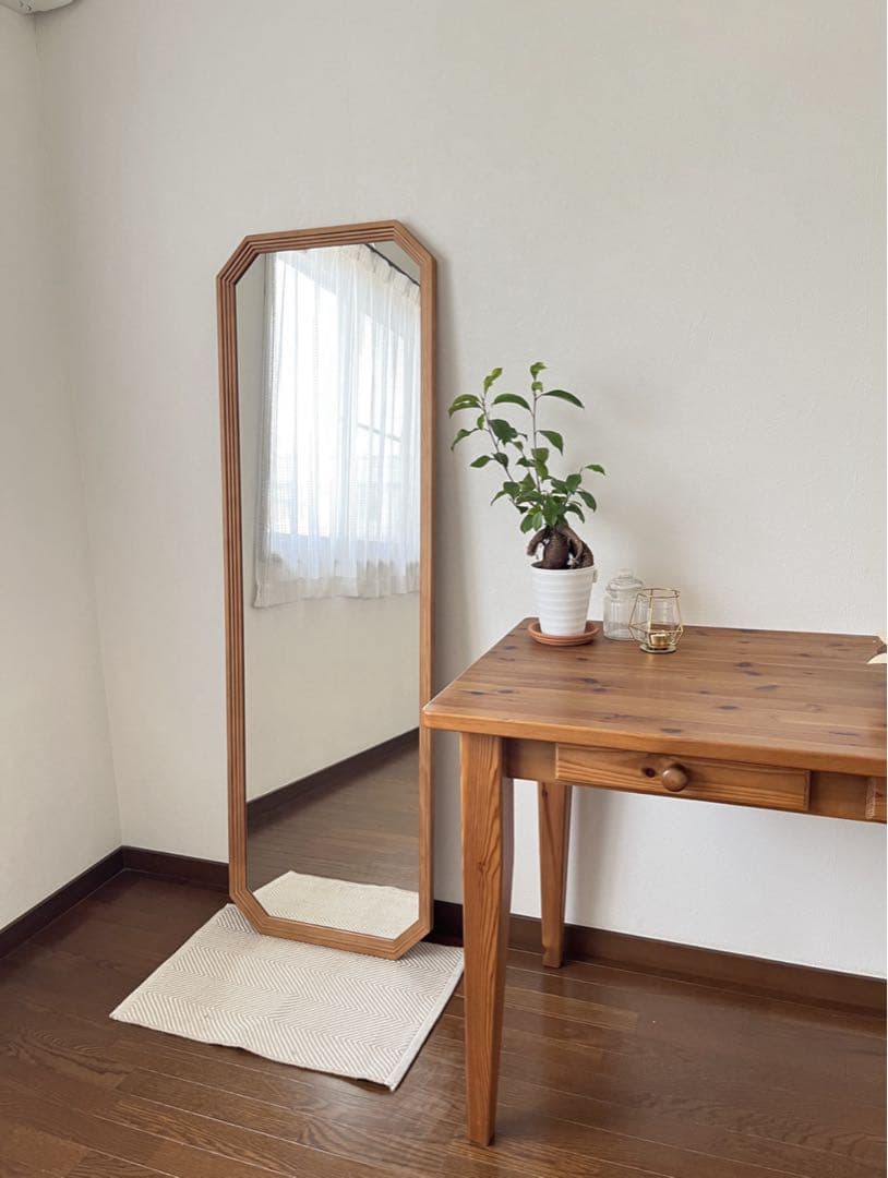 【日本製】カットデザイン　八角ジャンボミラー　アンティーク調