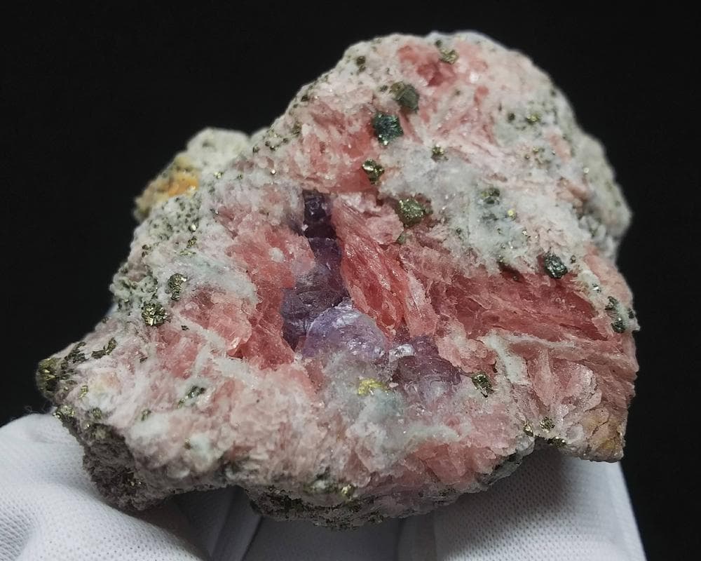 442 ロードクロサイト＆フローライト＆パイライト 標本 原石