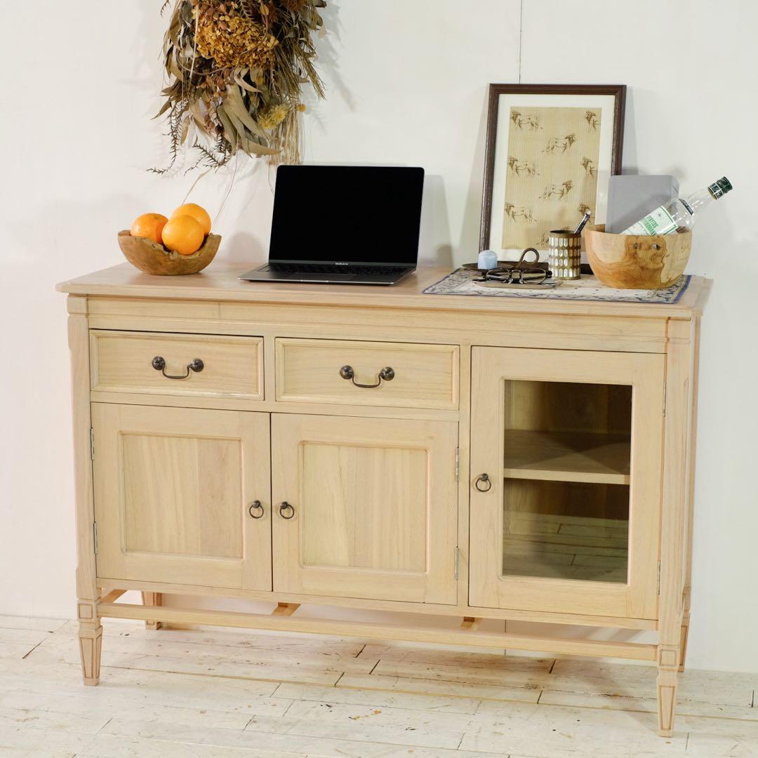 B 新品 ローキャビネット 収納棚 ナチュラル カントリー 北欧 ハワイアン