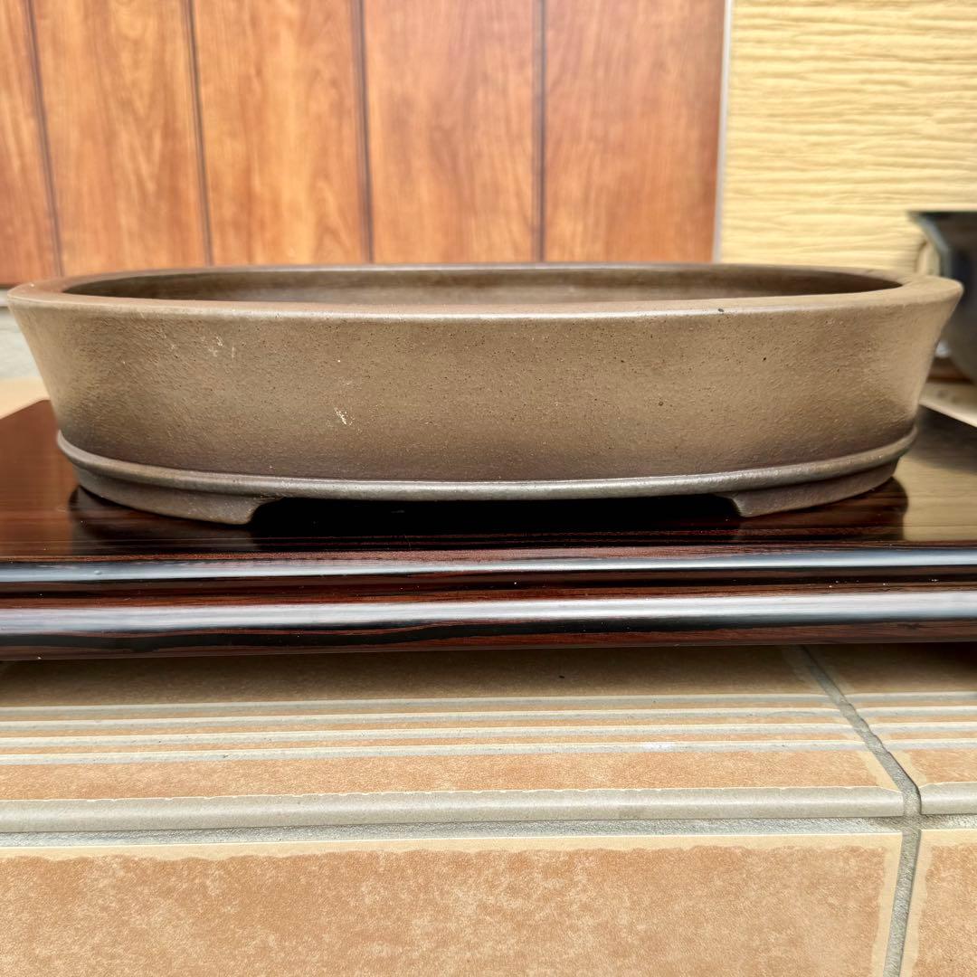 中野行山　切立下紐楕円鉢