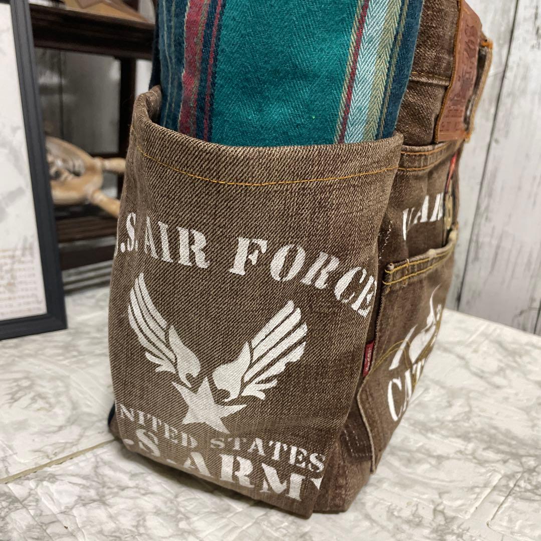 No.527デニムリメイクバッグ　トートバッグ　キャットインディアン