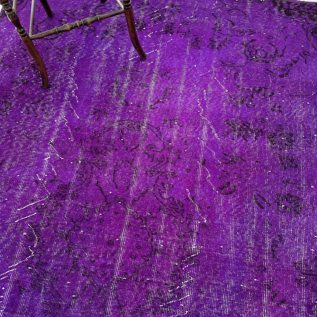 トルコ ヴィンテージラグA103大判 レア パープル マゼンタ オーバーダイ