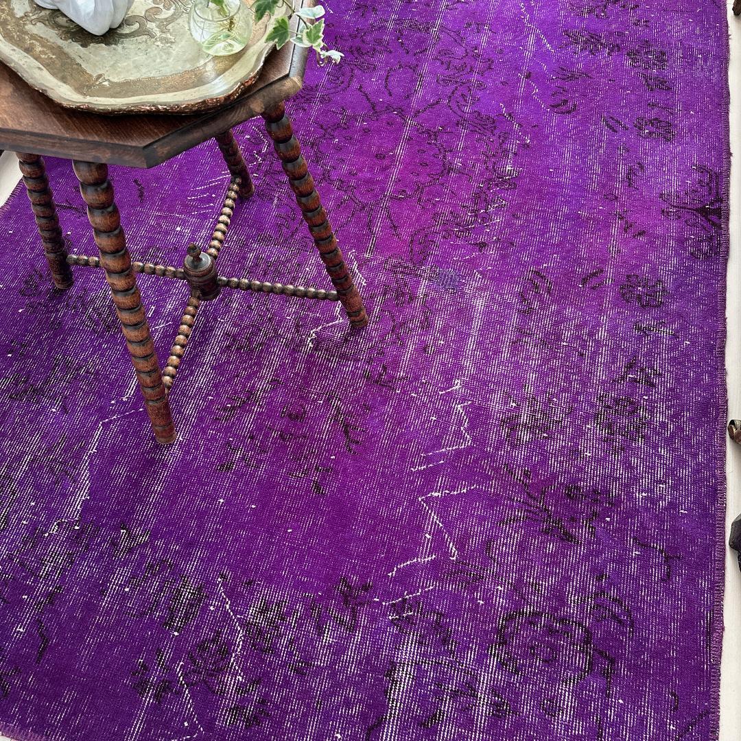 トルコ ヴィンテージラグA103大判 レア パープル マゼンタ オーバーダイ