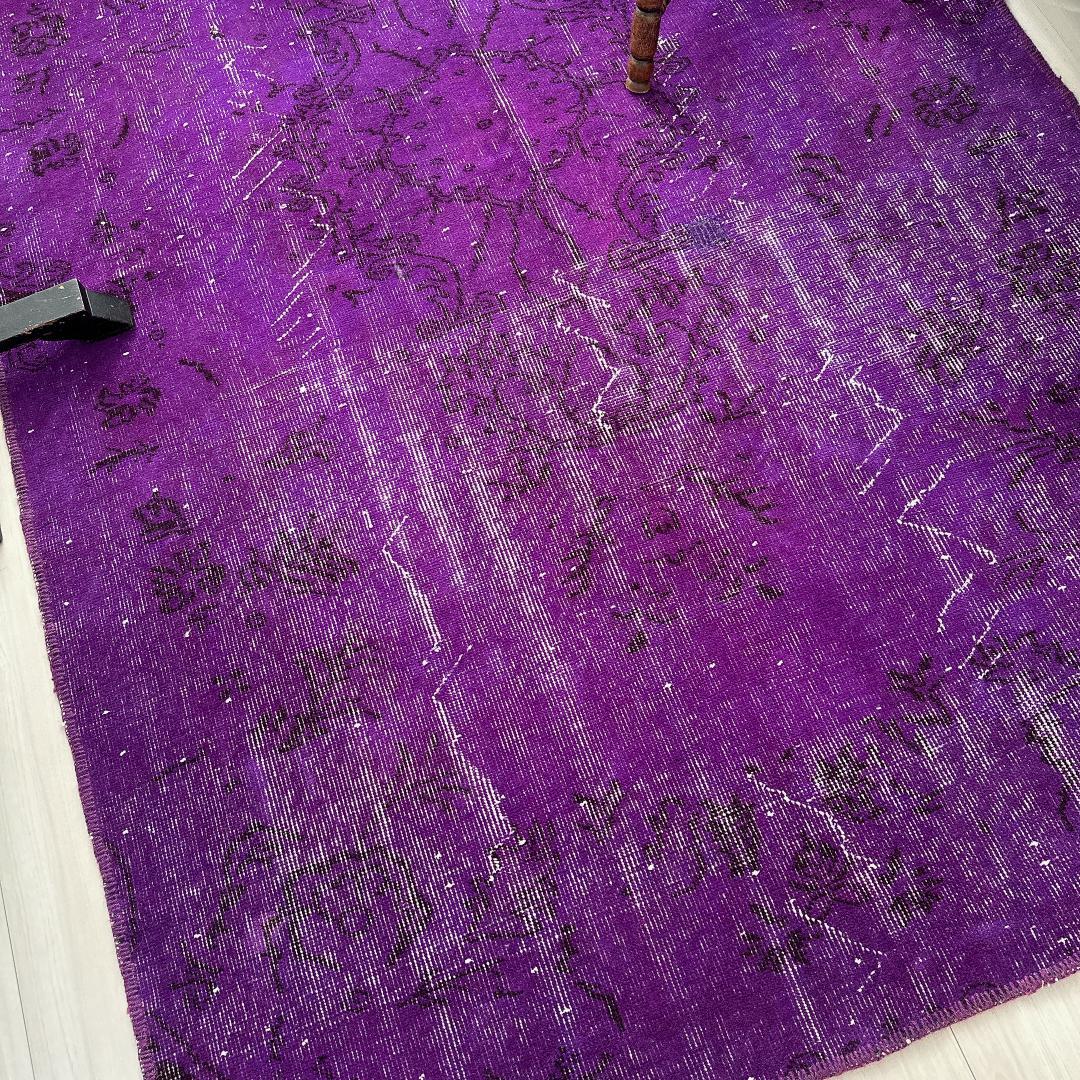 トルコ ヴィンテージラグA103大判 レア パープル マゼンタ オーバーダイ