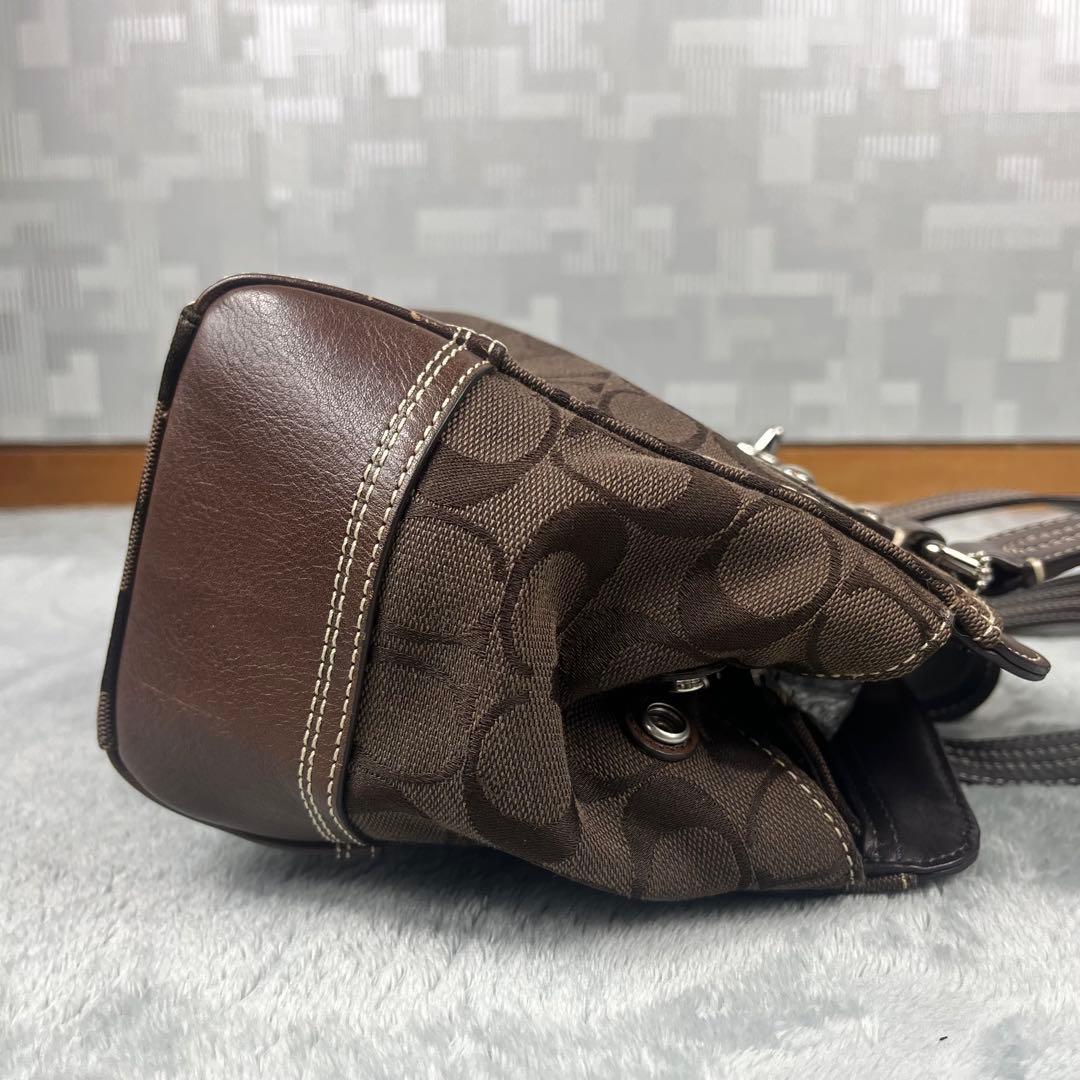 バッグ Coach Hand Bag Brown Signature