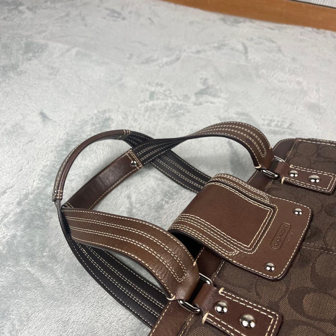 バッグ Coach Hand Bag Brown Signature