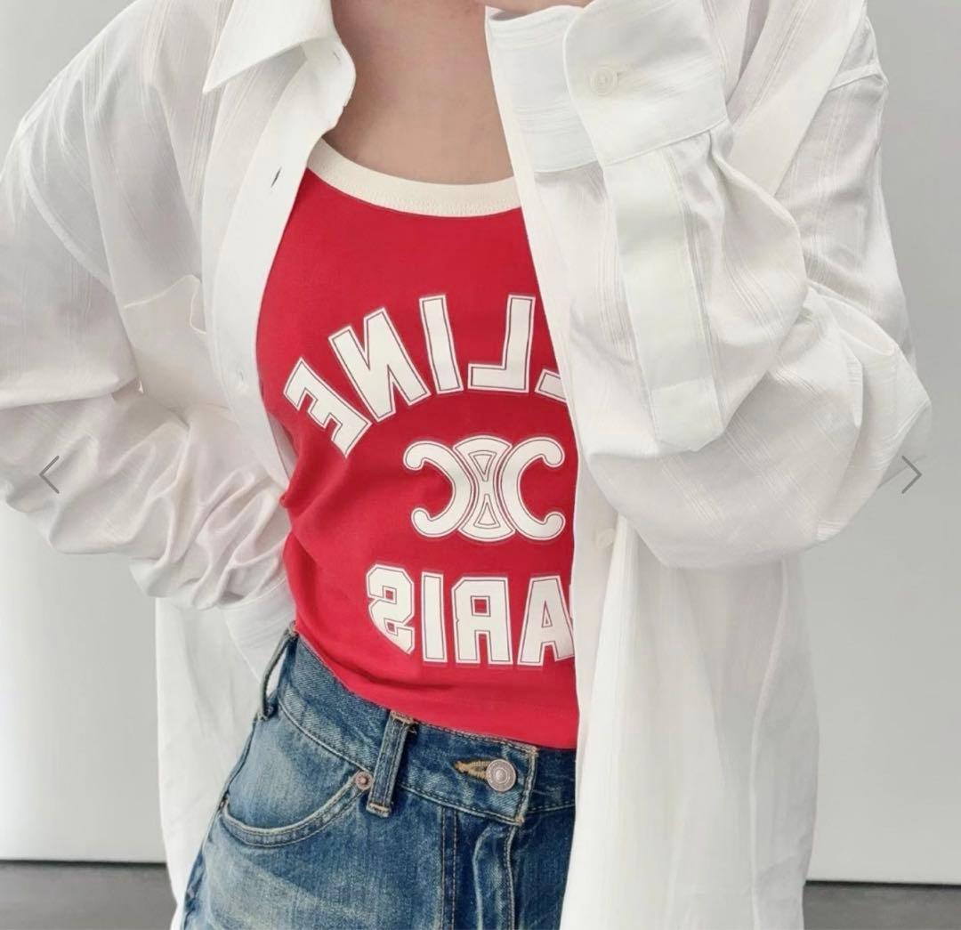 CELINE セリーヌ　トリオンフ　ロゴ　キャミソール　赤　タンクトップ