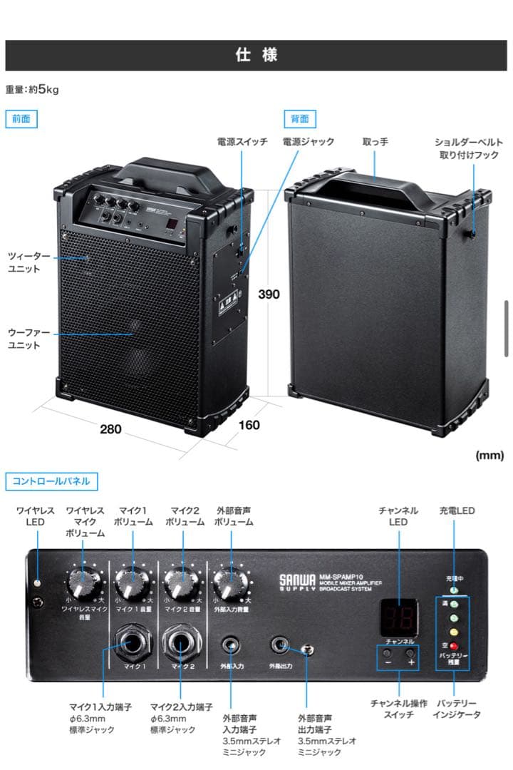 スピーカー拡声器[MM-SPAMP10]