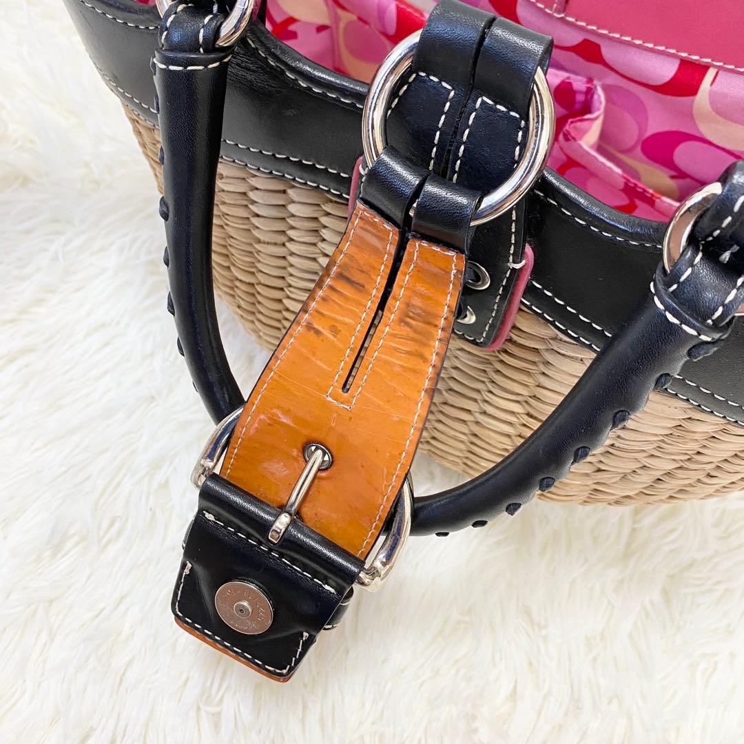 【美品】コーチ　かごバッグ　ハンドバッグ　レザー　蝶