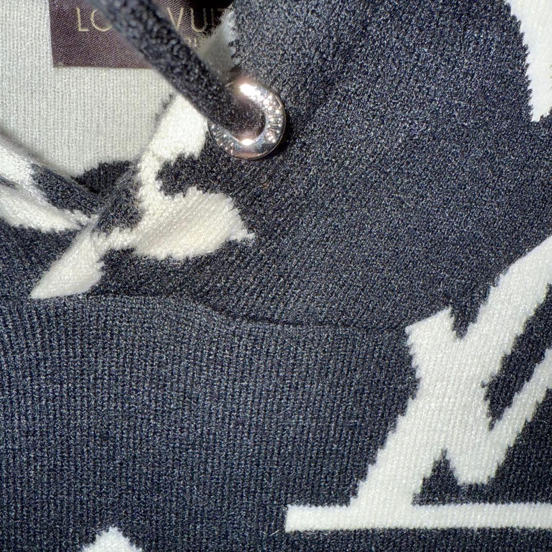 LOUS VUITTON ルイヴィトン　ニットパーカー　総柄　黒　ブラック