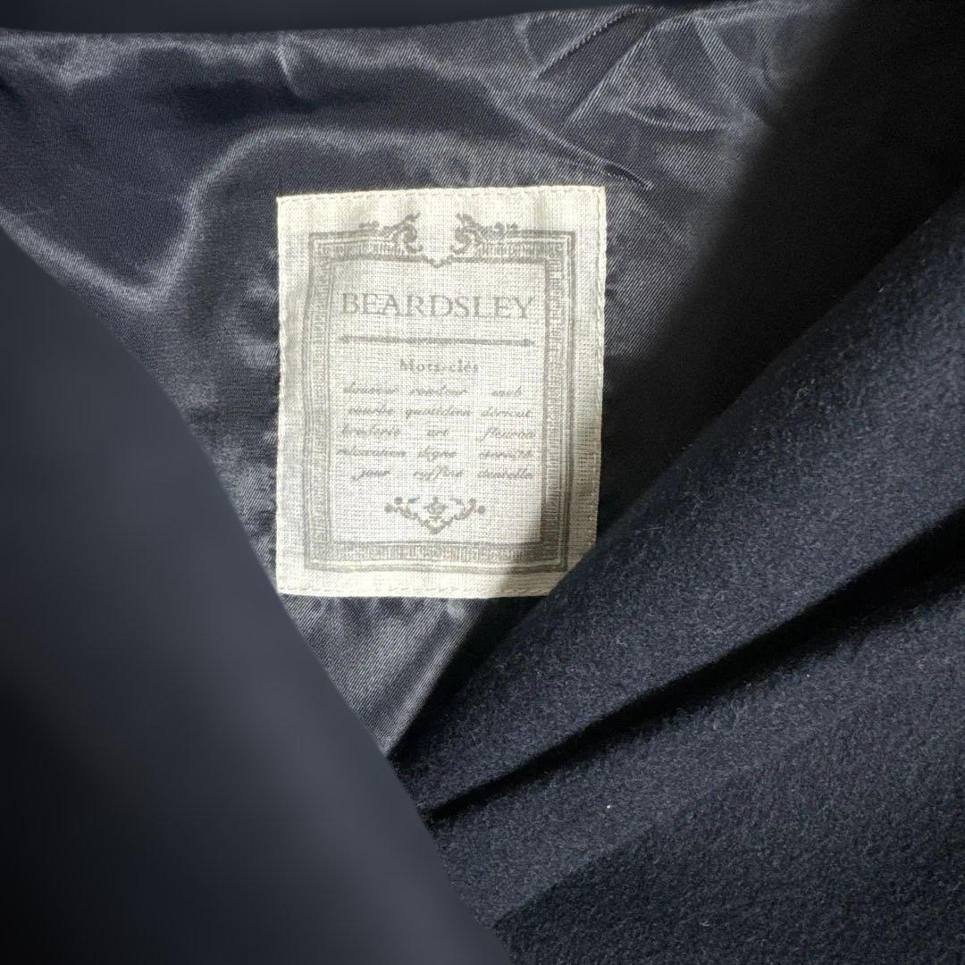 美品 ビアズリー ピーコート フード付き ショートコート　ネイビー