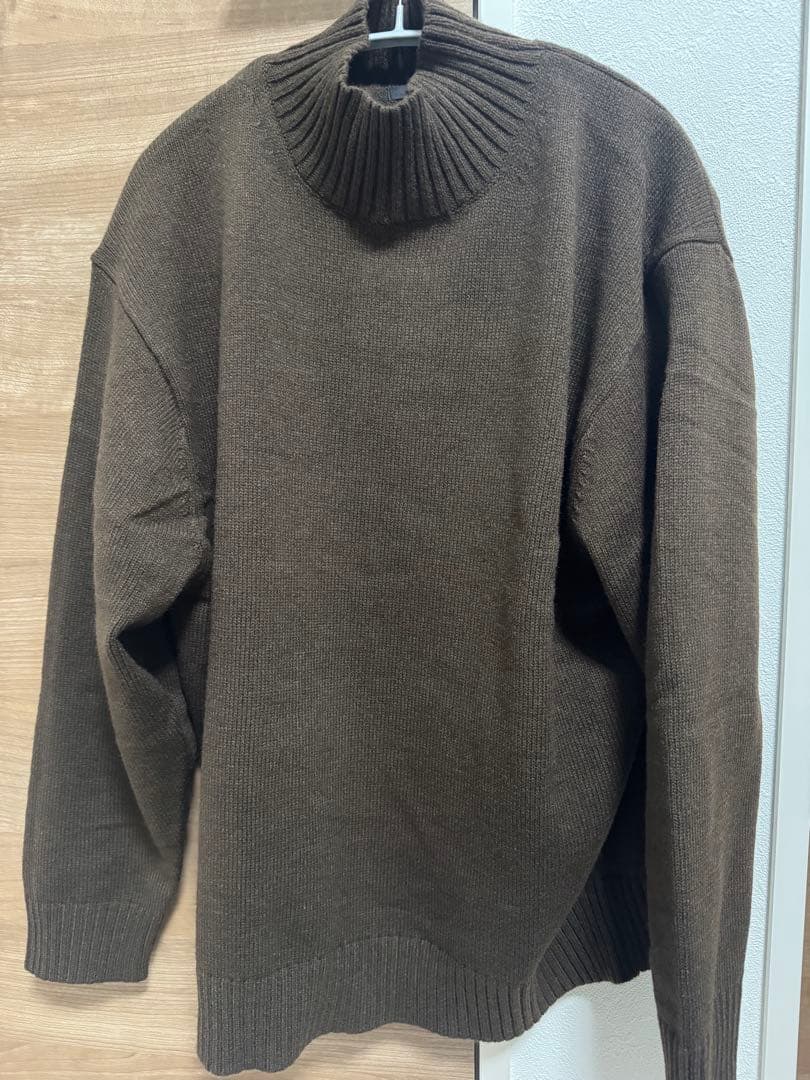 【2点セット】ユニクロC ローゲージハイネックセーター 　ブラウンタートルネック