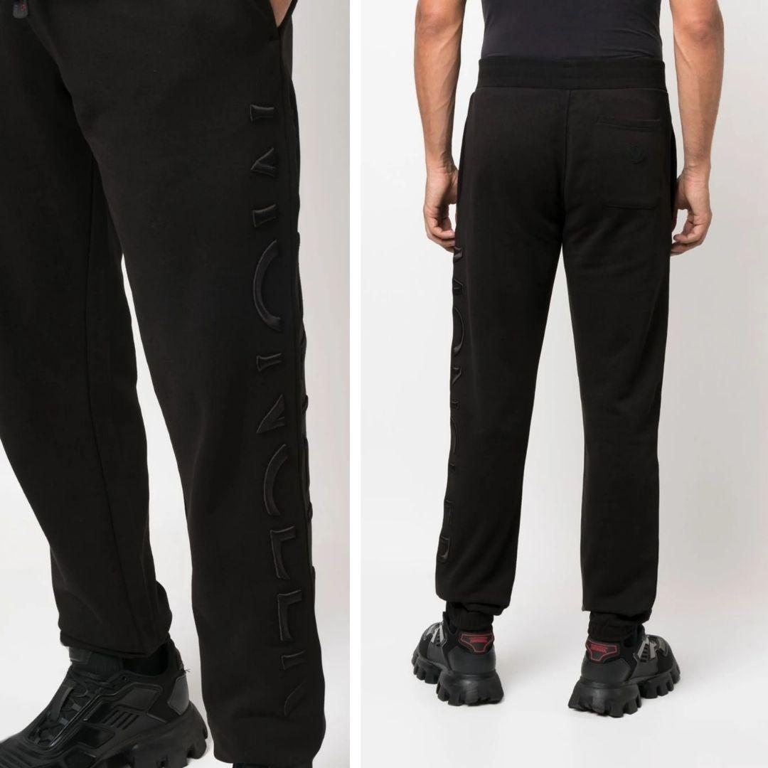 新品未使用☆MONCLER 3Dレタリング刺繡ロゴ セットアップ上下　XL　黒色