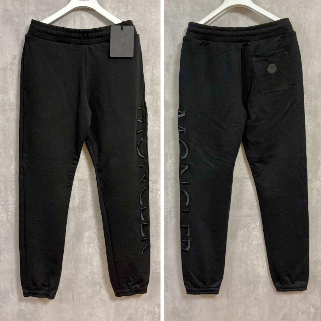 新品未使用☆MONCLER 3Dレタリング刺繡ロゴ セットアップ上下　XL　黒色