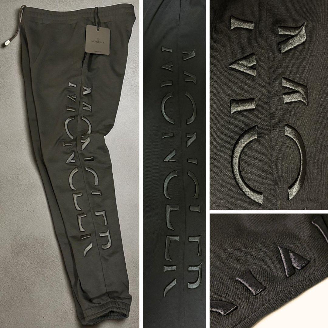 新品未使用☆MONCLER 3Dレタリング刺繡ロゴ セットアップ上下　XL　黒色