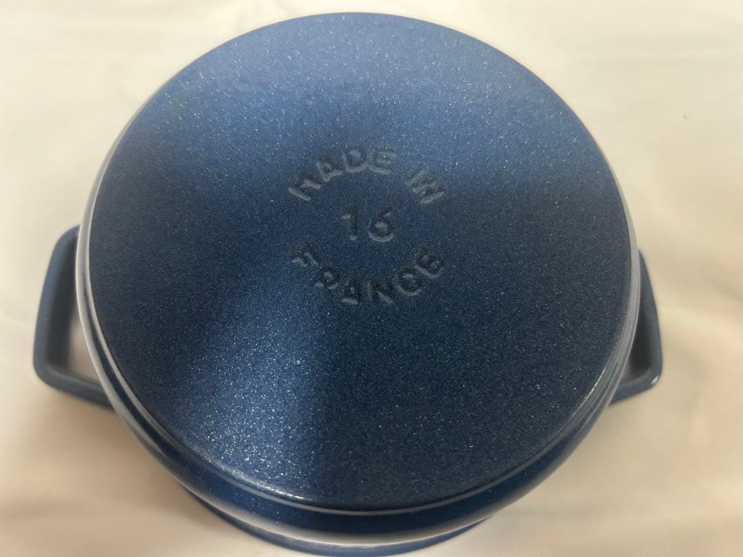 ストウブ ココット ラウンド 16cm ルミナスブルー【中古】