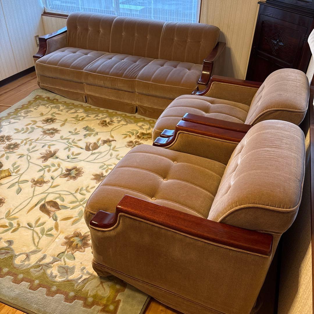 ②美品！昭和レトロ マルニ木工1人掛けソファ ビンテージ オールド コーデュロイ