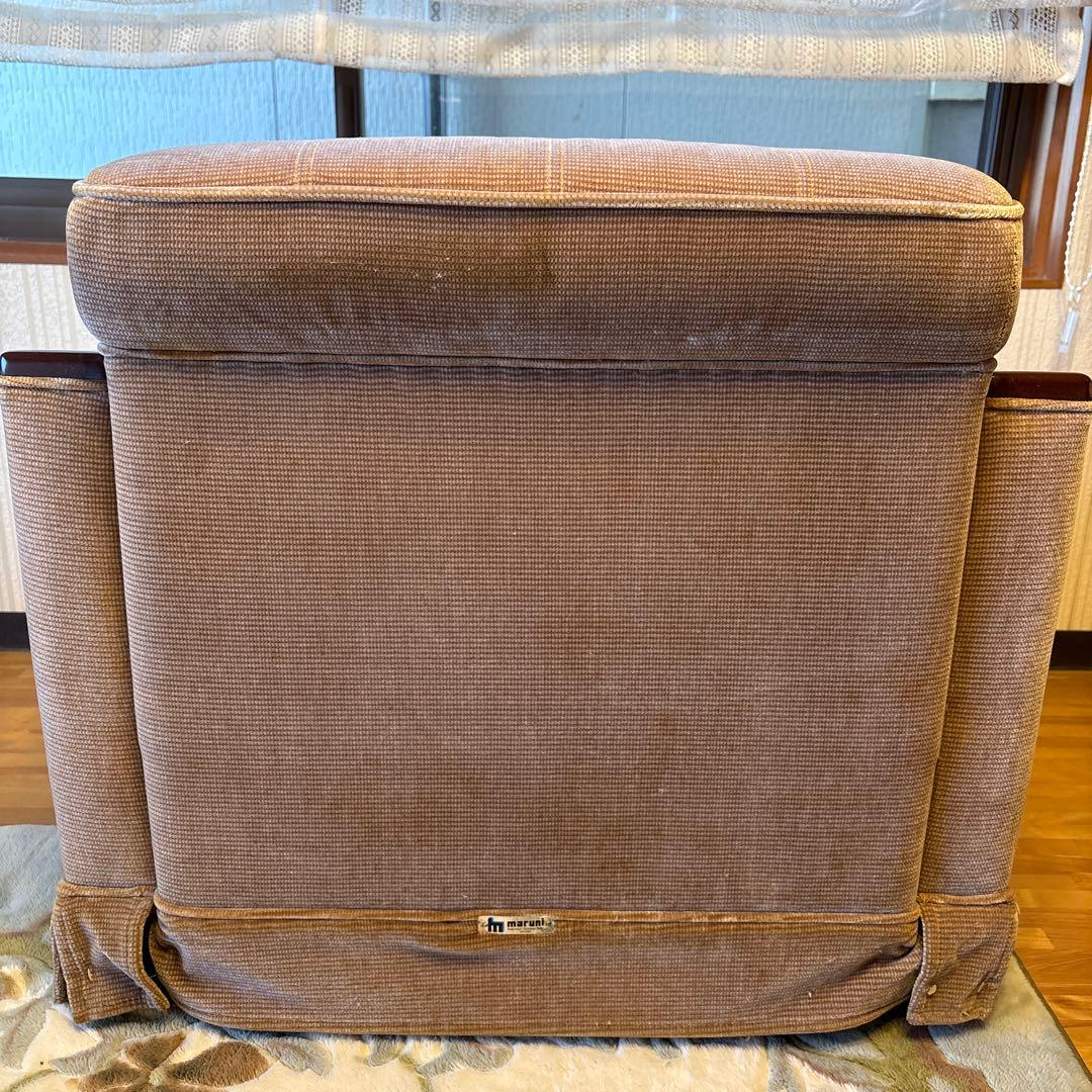 ②美品！昭和レトロ マルニ木工1人掛けソファ ビンテージ オールド コーデュロイ