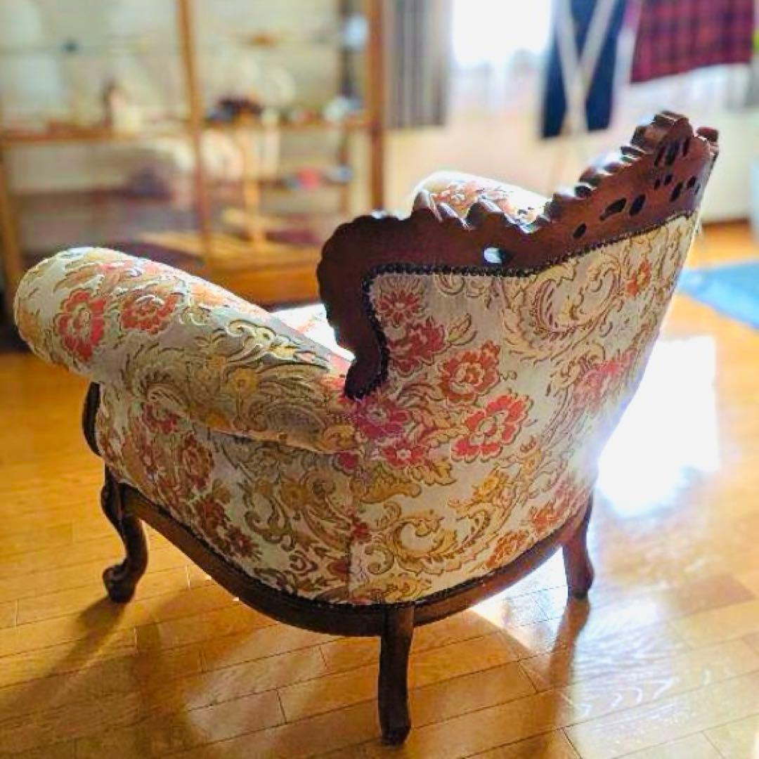 金華織 一人掛けソファー アンティーク ロココ調 シングル イタリア イタリー製