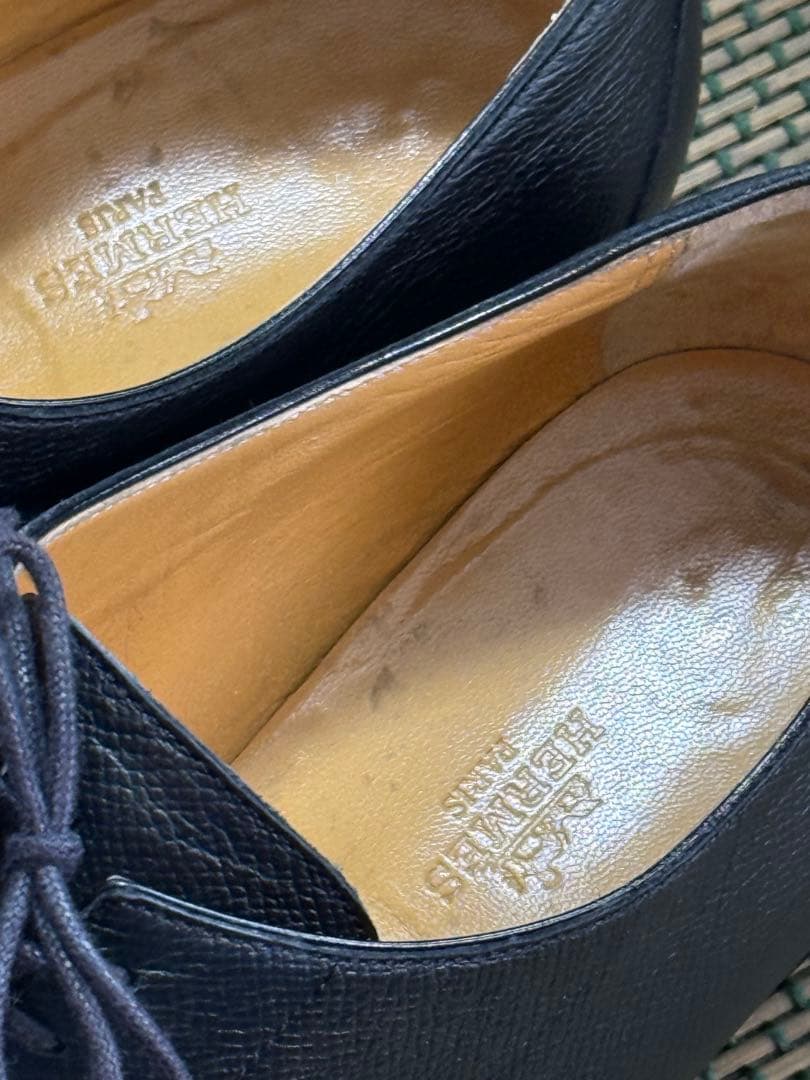 HERMES 黒レザー ビジネスシューズEU42.5JP27.5cm