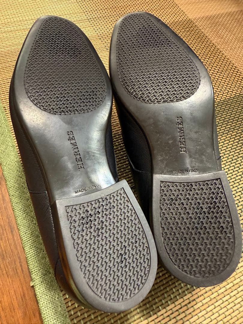 HERMES 黒レザー ビジネスシューズEU42.5JP27.5cm
