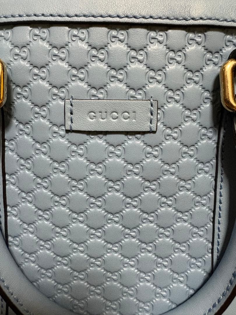 GUCCI グッチ マイクログッチシマ ハンドバッグ 2WAY ライトブルー