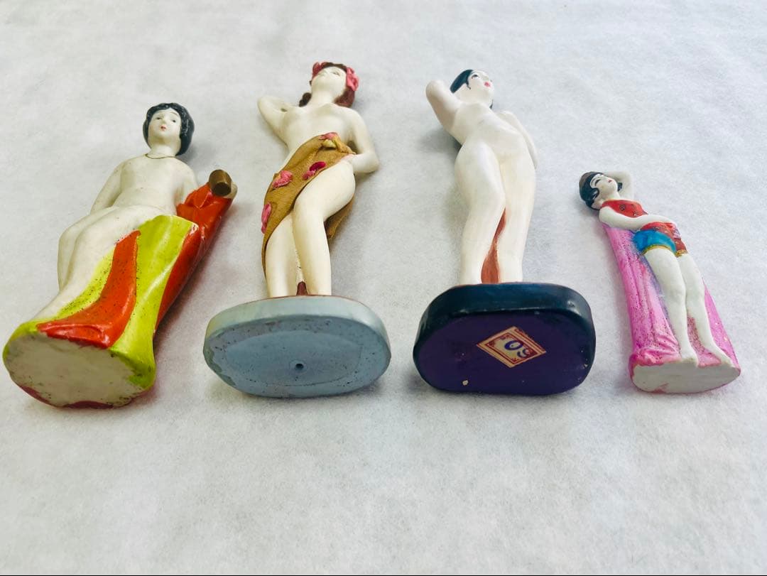 昭和初期 女性像 土人形 裸体表現 10体セット 全長約10〜18cm 美品