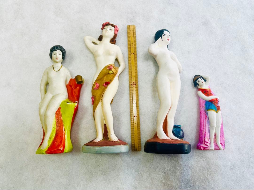 昭和初期 女性像 土人形 裸体表現 10体セット 全長約10〜18cm 美品