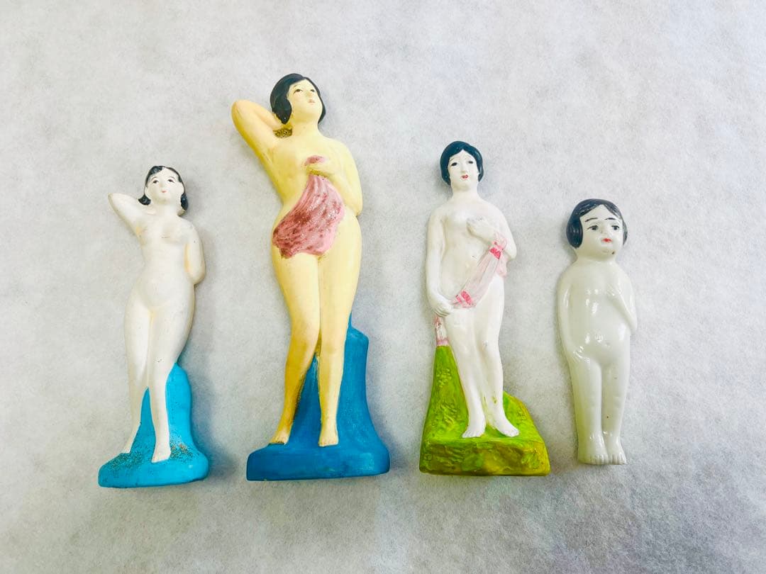 昭和初期 女性像 土人形 裸体表現 10体セット 全長約10〜18cm 美品