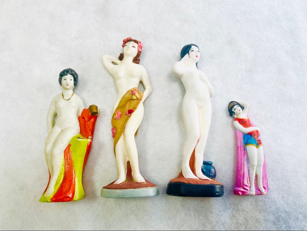 昭和初期 女性像 土人形 裸体表現 10体セット 全長約10〜18cm 美品