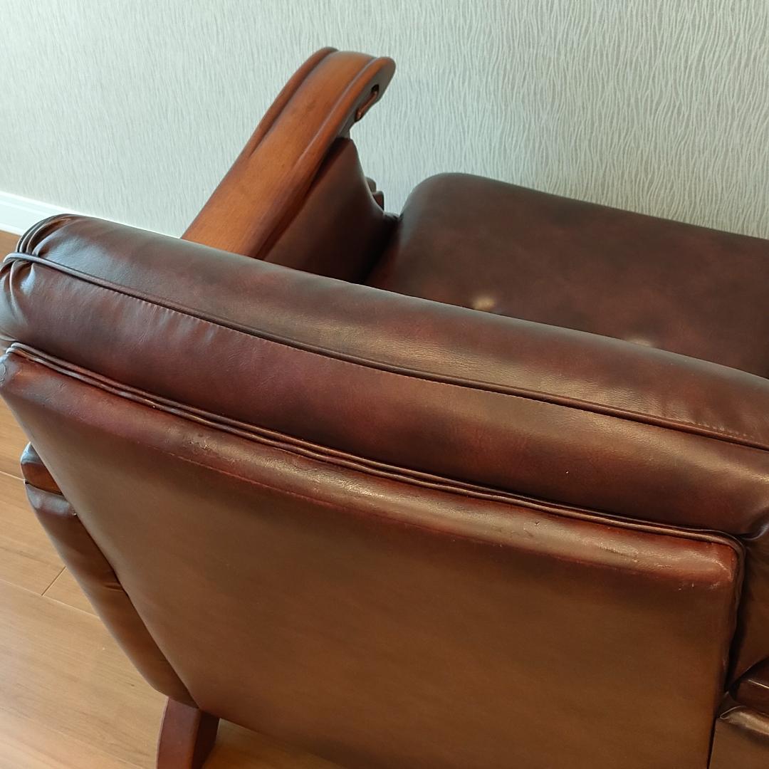 ヴィンテージソファ　1人掛け　ひじ掛け　レザー①