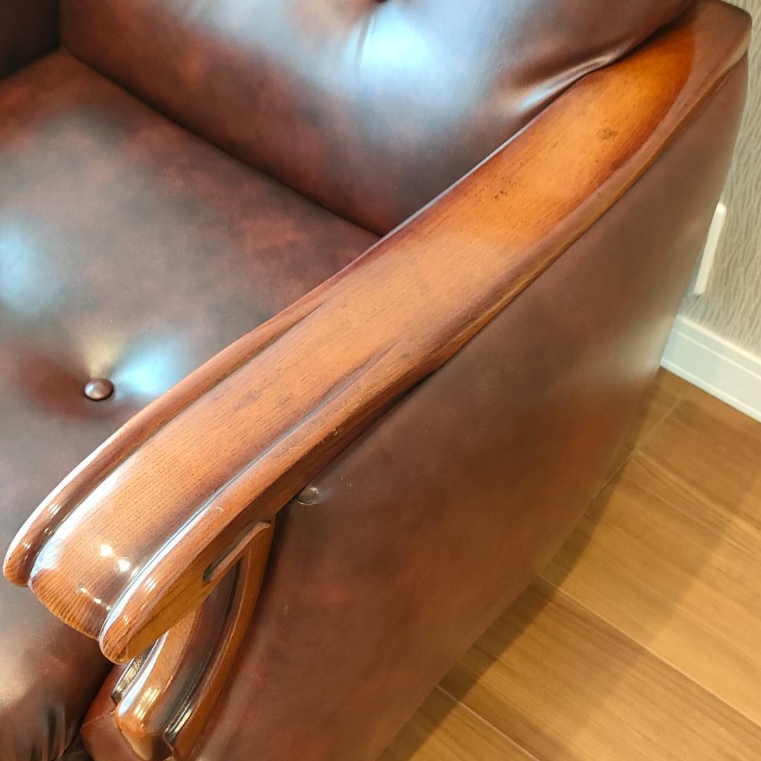 ヴィンテージソファ　1人掛け　ひじ掛け　レザー①